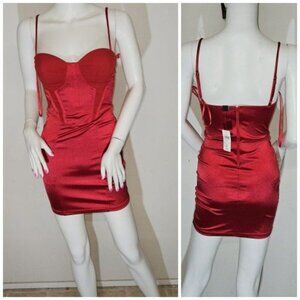 NWT Red Satin Windsor Sexy Mini Dress
